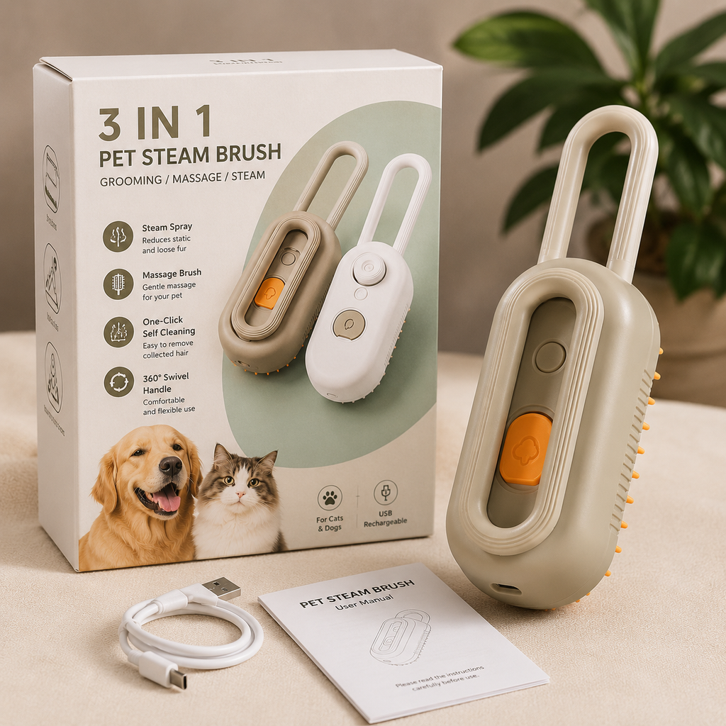 3-in-1 Electric Pet Grooming Brush